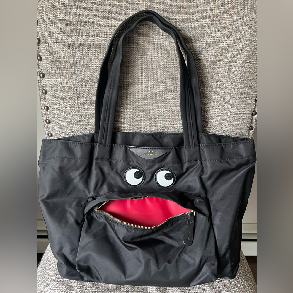 Anya Hindmarch Eyes Nylon Black Tote Bag